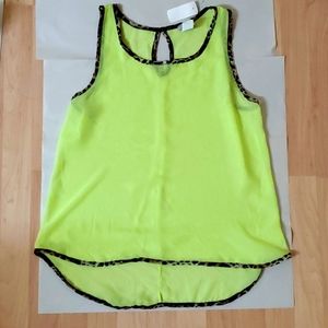 NWT Sheer Light Green Top with Animal Print